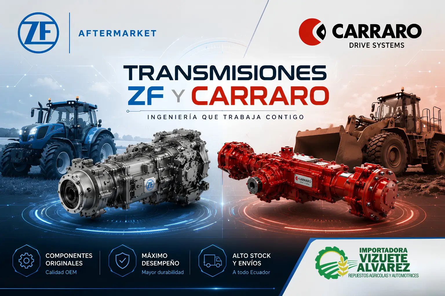 Transmisiones ZF y Carraro comercializados por Vizuete Alvarez